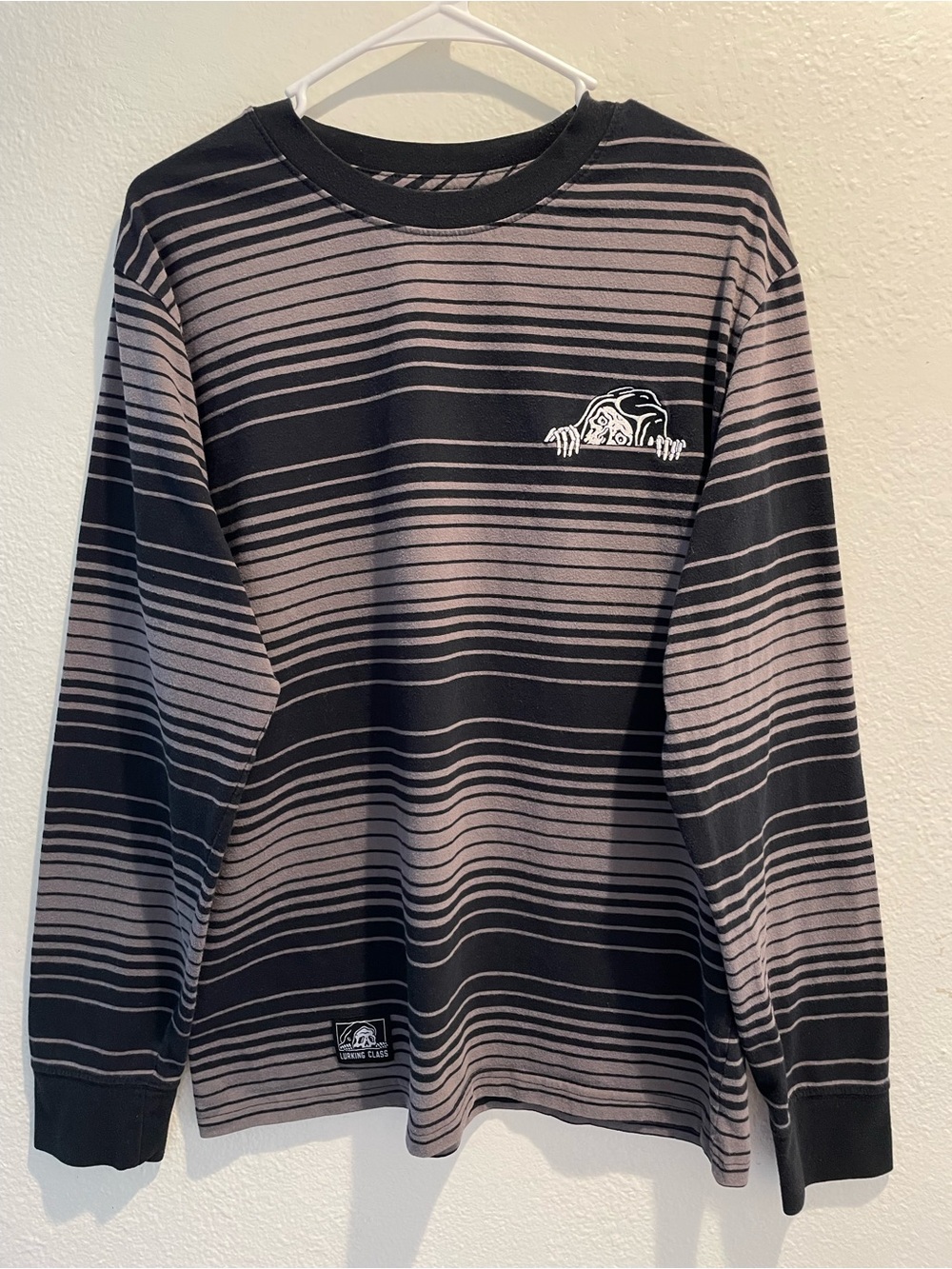 Lurking Class Sketchy Tank Hombre Black Grey Stripe Long Sleeve T-Shirt Men M💀